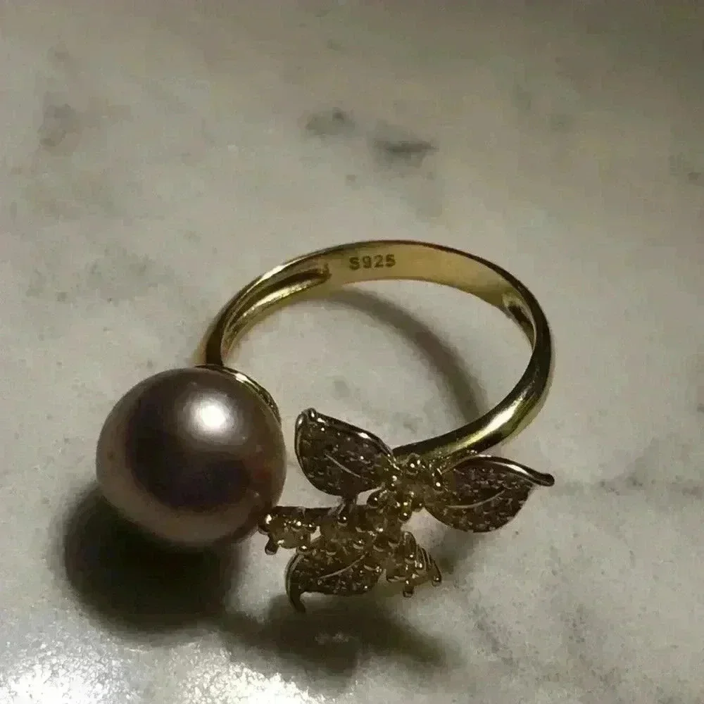 10mm Custom Made Genuine Pearl Clover Ring